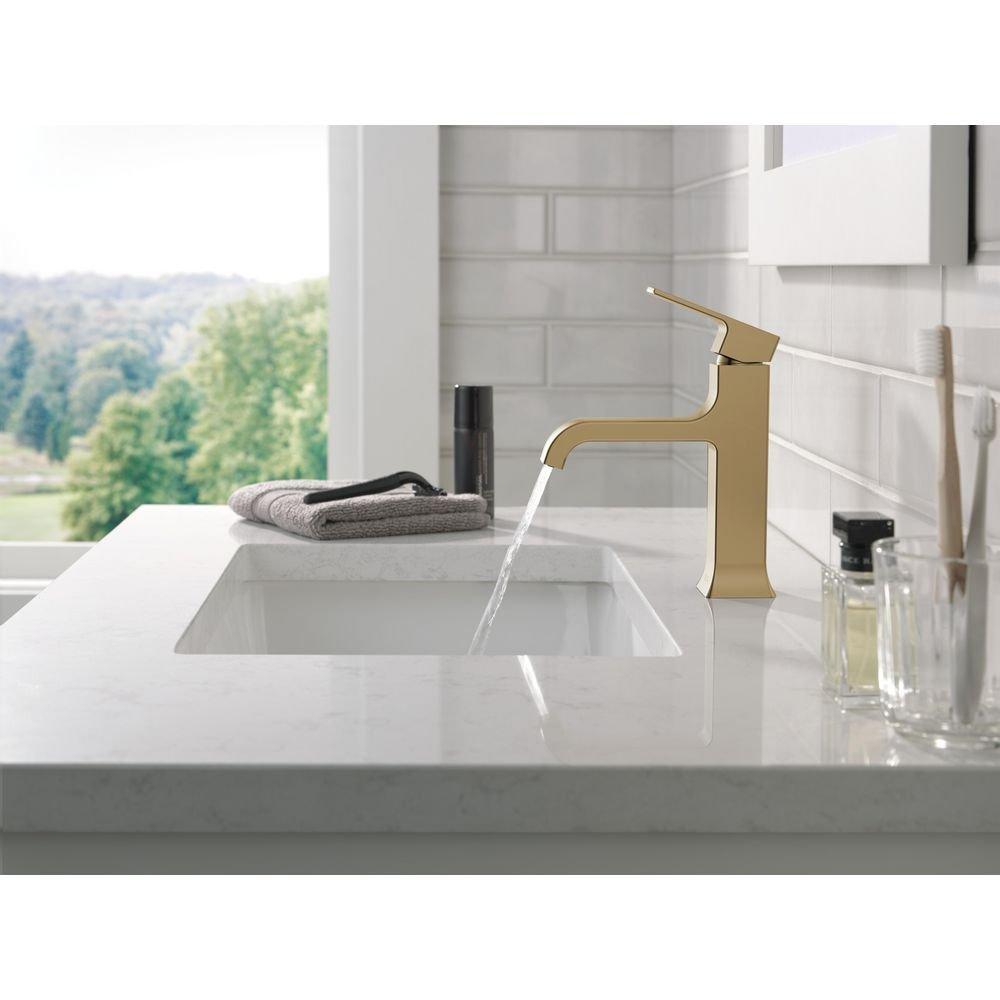 Single Handle Monoblock Bathroom Sink Faucet in Champagne Bronze 