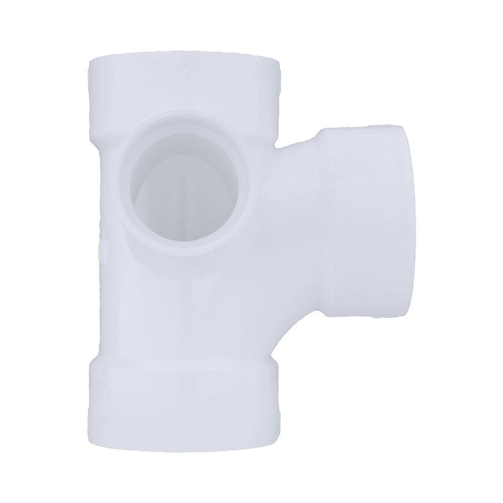 White PVC DWV Sanitary Tee with 2 