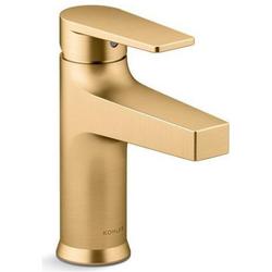 Single Handle Monoblock Bathroom Sink Faucet in Vibrant Brushed Moderne Brass