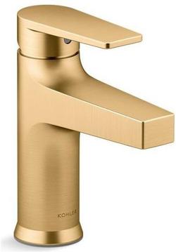 Single Handle Monoblock Bathroom Sink Faucet in Vibrant Brushed Moderne Brass