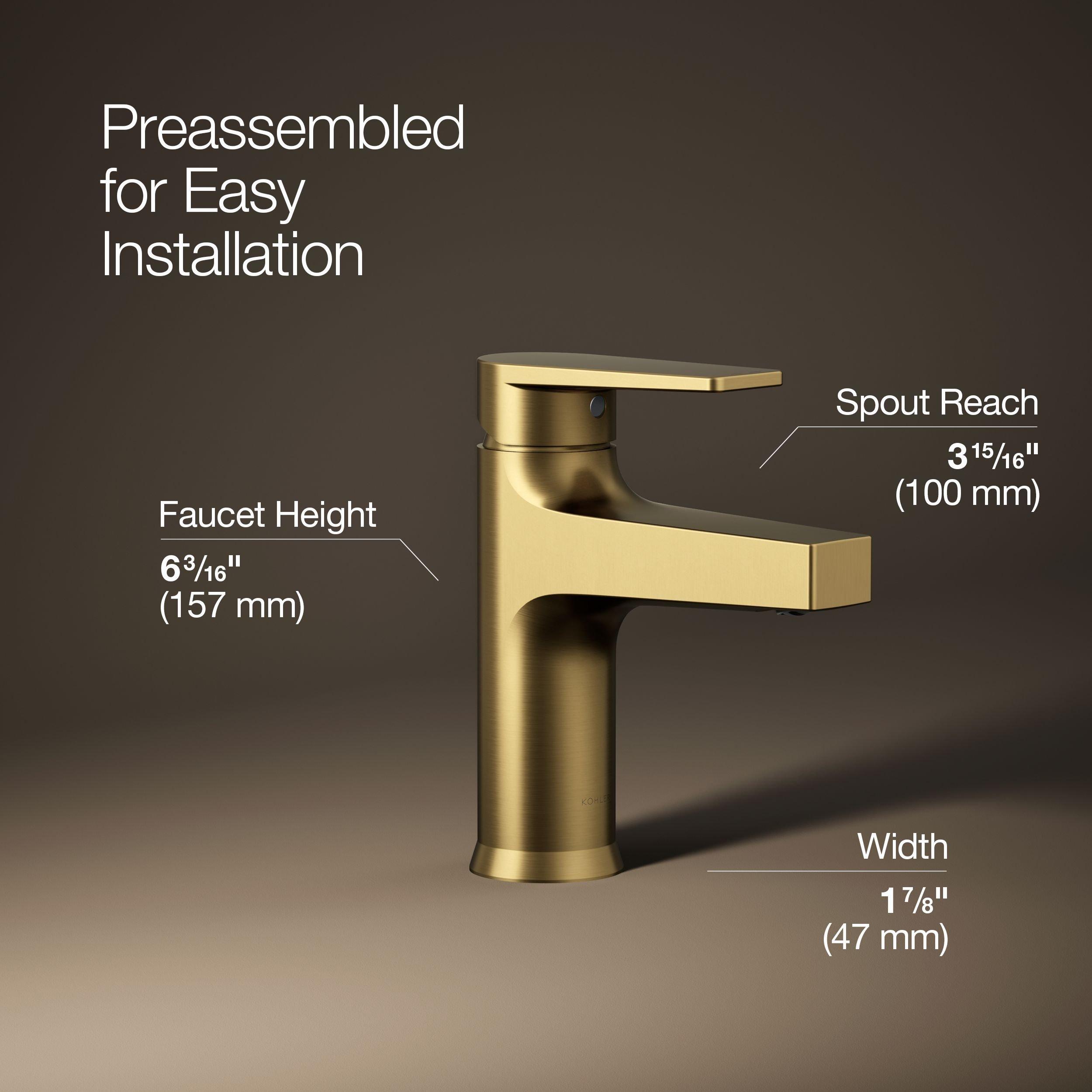 KOHLER Vibrant Brushed Moderne Brass Single Handle Monoblock Bathroom Sink Faucet 