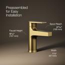 KOHLER Vibrant Brushed Moderne Brass Single Handle Monoblock Bathroom Sink Faucet 