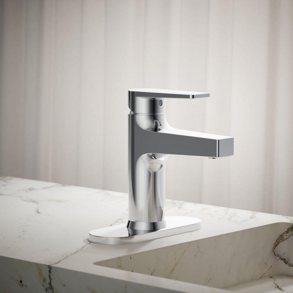 Single Handle Monoblock Bathroom Sink Faucet in Polished Chrome 