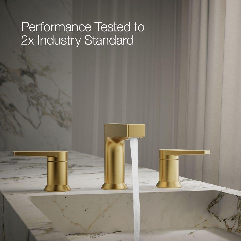 KOHLER Vibrant Brushed Moderne Brass Two Handle Widespread Bathroom Sink Faucet 