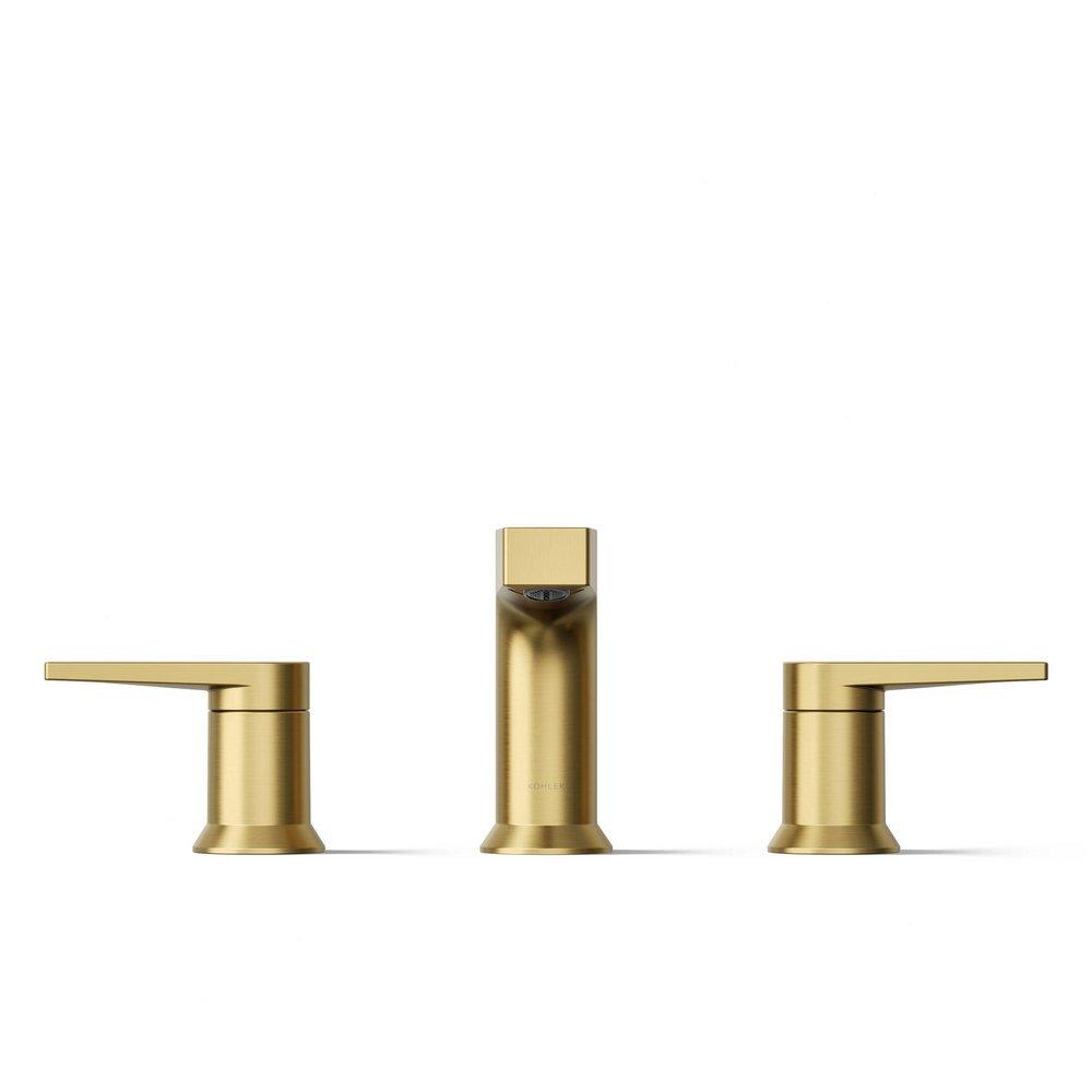 KOHLER Vibrant Brushed Moderne Brass Two Handle Widespread Bathroom Sink Faucet 