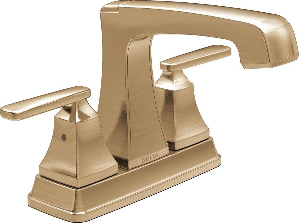 Two Handle Centerset Bathroom Sink Faucet in Champagne Bronze 