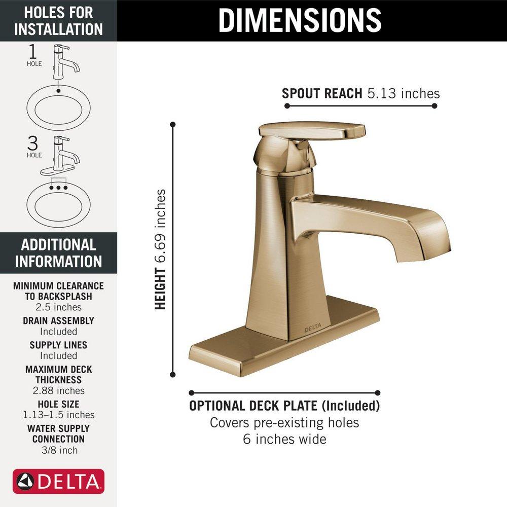 Single Handle Monoblock Bathroom Sink Faucet in Champagne Bronze 