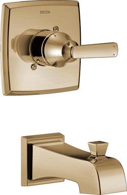 Single Handle Wall Mount Tub Filler in Champagne Bronze