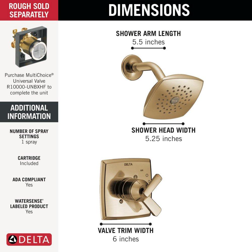 Two Handle Single Function Shower Faucet in Champagne Bronze (Trim Only) 