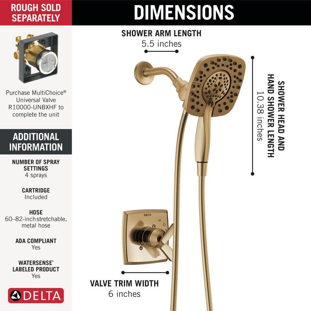 Two Handle Multi Function Shower Faucet in Champagne Bronze (Trim Only) 