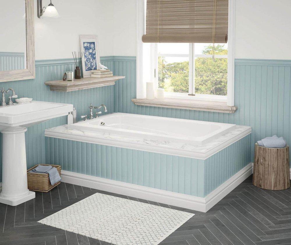 Maax US White 59-7/8 x 35-3/4 in. Soaker Drop-In Bathtub with End Drain 