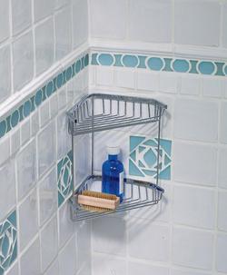 2-Tier Corner Shower Basket Polished Chrome