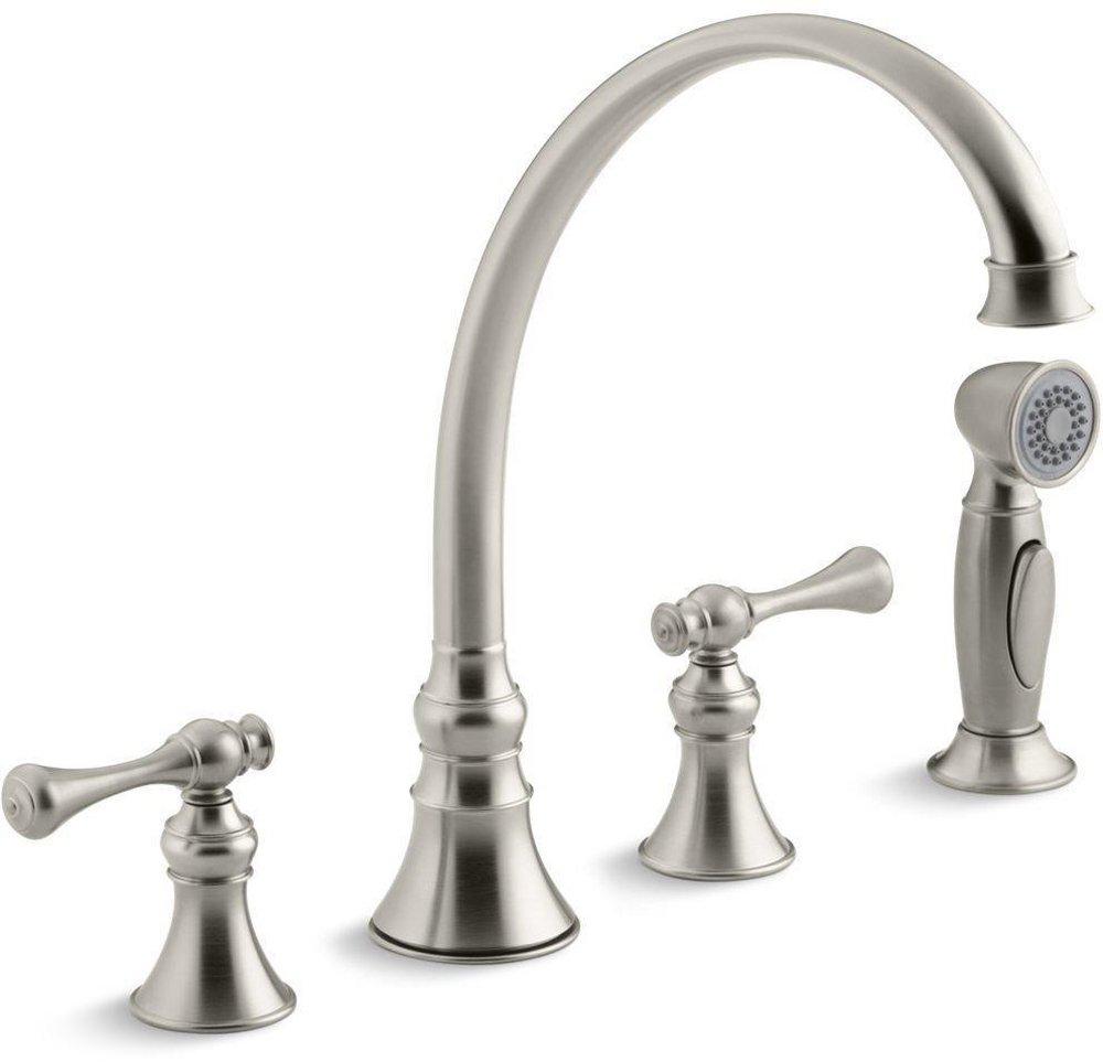KOHLER Vibrant&reg; Brushed Nickel Two Handle Kitchen Faucet 