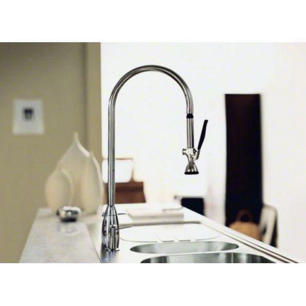 KOHLER Polished Chrome 2-Hole Kitchen Sink Faucet with Overhead and Single Lever Handle 