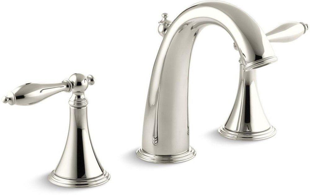 KOHLER Vibrant&reg; Polished Nickel Two Handle Widespread Bathroom Sink Faucet 