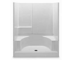 60 x 34 in. Alcove 3-Piece Shower Unit with Seat in White