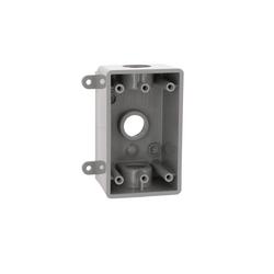 1-Gang Weatherproof Box with Three 1/2 or 3/4 in. Threaded Outlets