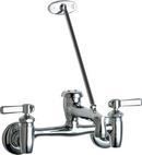 Chicago Faucets Polished Chrome 2-Hole Wall Mount Hot and Cold Water Sink Faucet with Double Lever Handle 