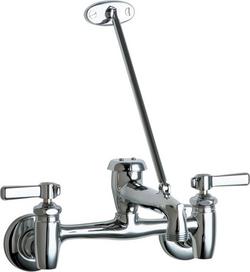 Two Handle Wall Mount Service Sink Faucet in Polished Chrome