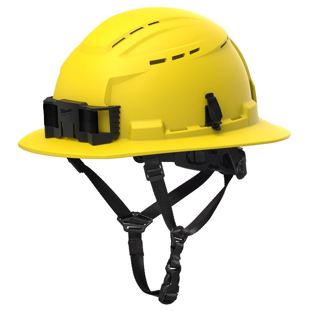 BOLT? YELLOW FULL BRIM VENTED SAFETY HELMET W/ FR CHINSTRAP ? TYPE 2, CLASS C - CUSTOM LOGO 