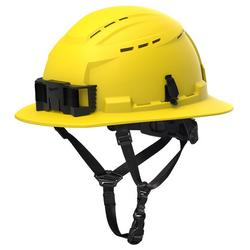 BOLT? YELLOW FULL BRIM VENTED SAFETY HELMET W/ FR CHINSTRAP ? TYPE 2, CLASS C - CUSTOM LOGO