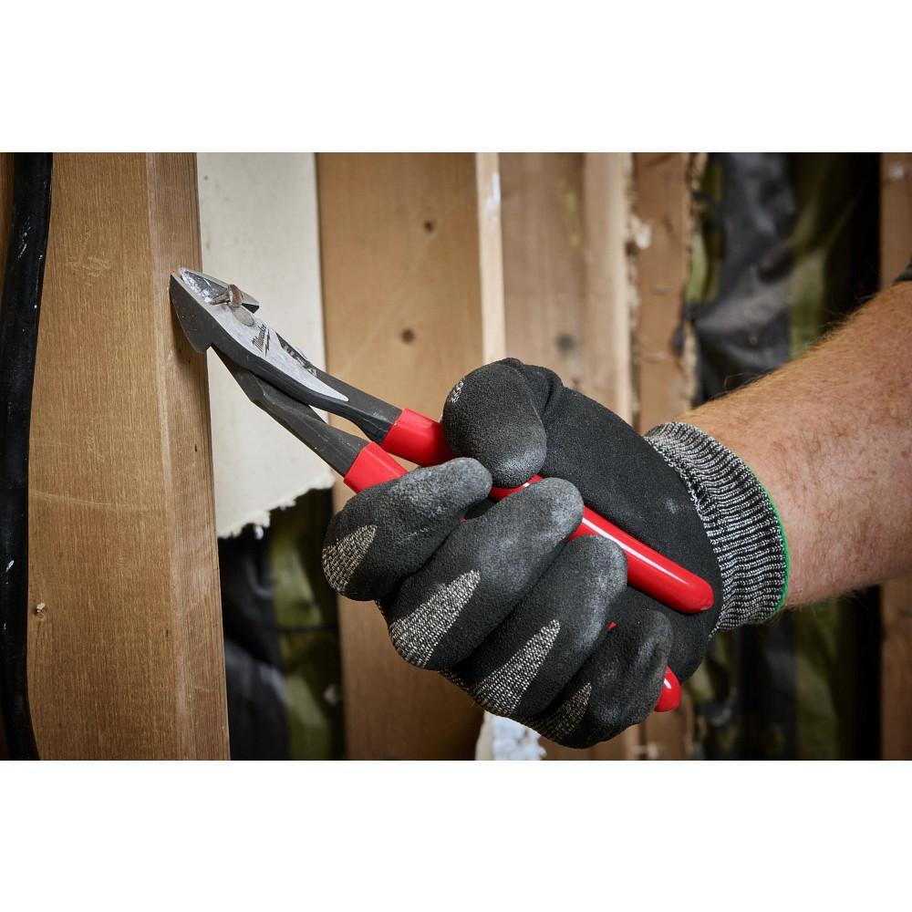 8" ANGLED HEAD DIAGONAL DIPPED GRIP CUTTING PLIERS (USA) 