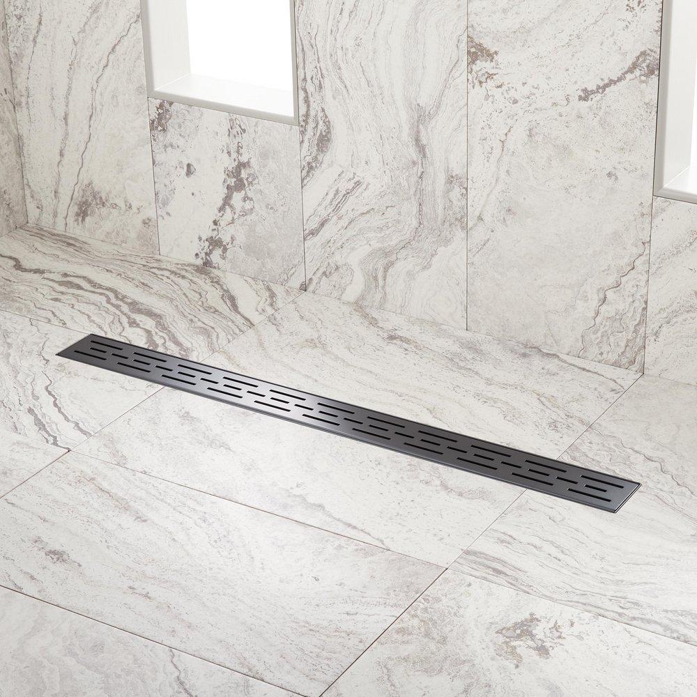 24" SLOTTED LINEAR SHOWER DRAIN - MATTE BLACK 