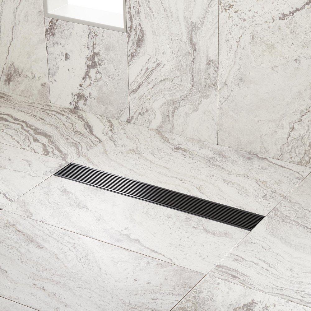 Signature Hardware Matte Black 24 in. Linear Shower Drain 