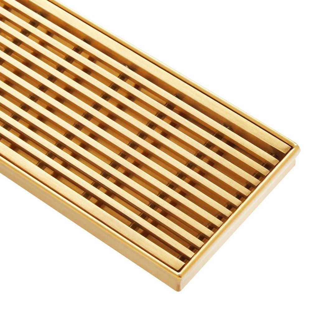Signature Hardware Brushed Gold 28 in. Linear Shower Drain 