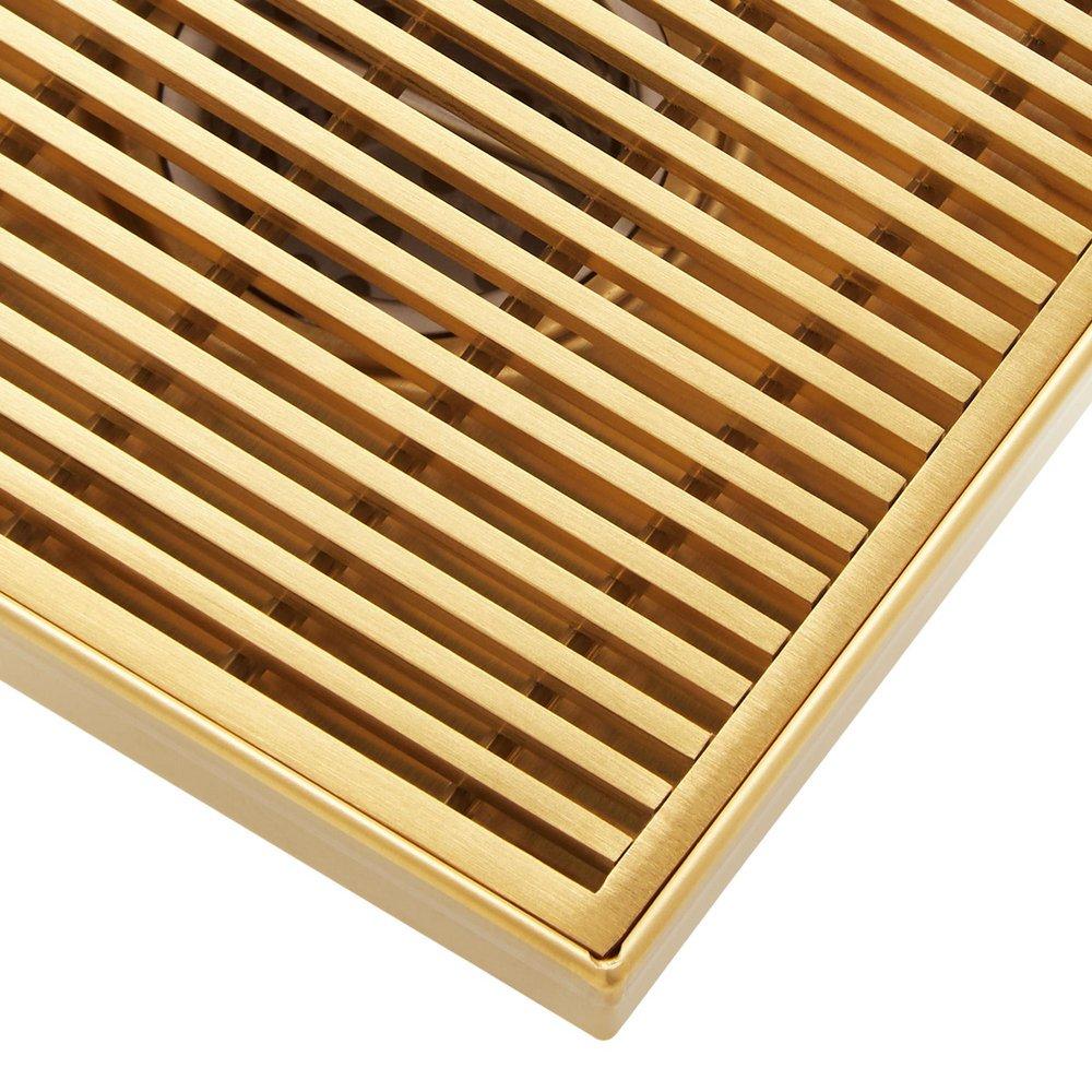 Signature Hardware Brushed Gold 4 in. Linear Shower Drain 