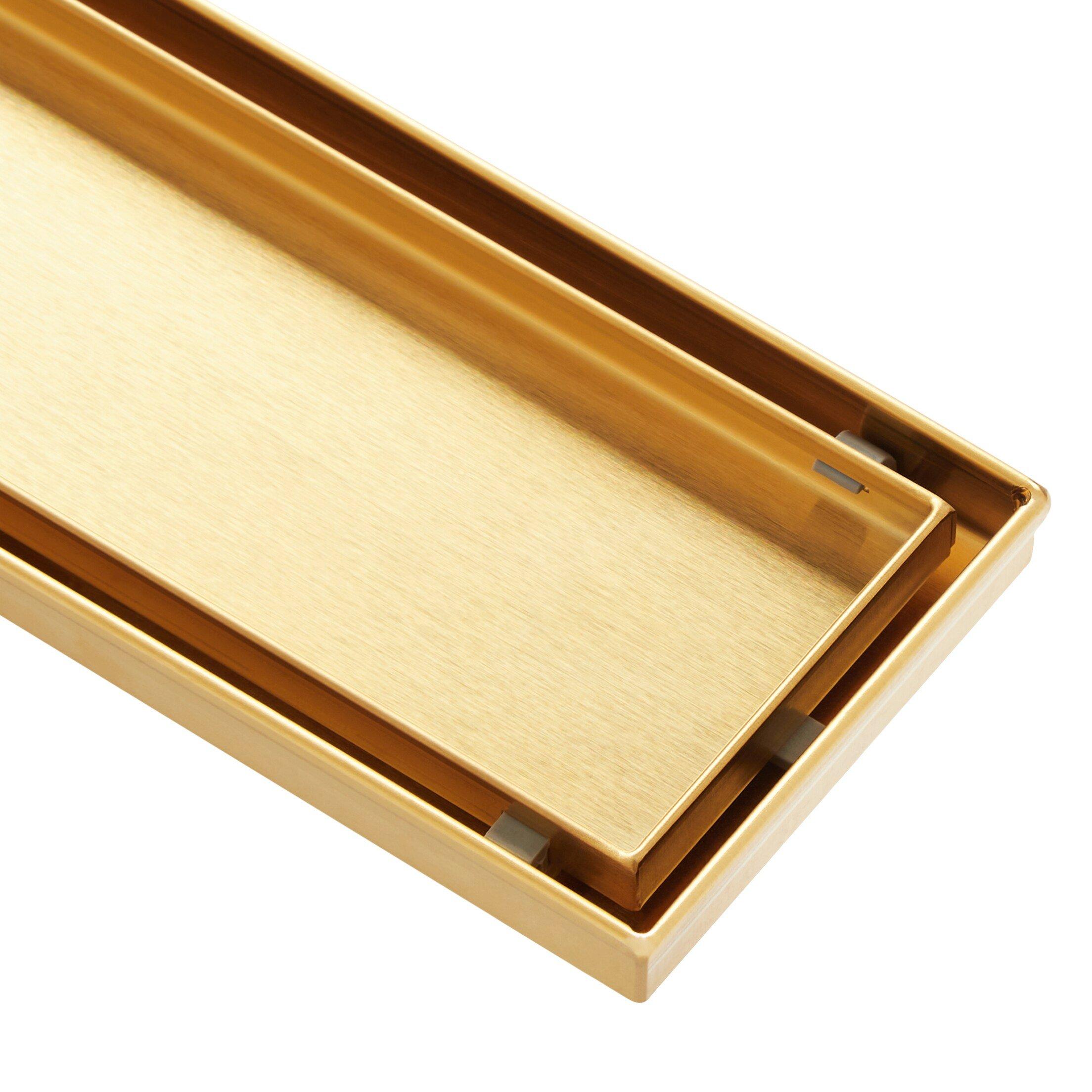 Signature Hardware Brushed Gold 60 in. Linear Shower Drain 