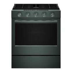 30" W Smart Slide In Gas Range with 2-in-1 Burner and Convection Oven in Black Ore