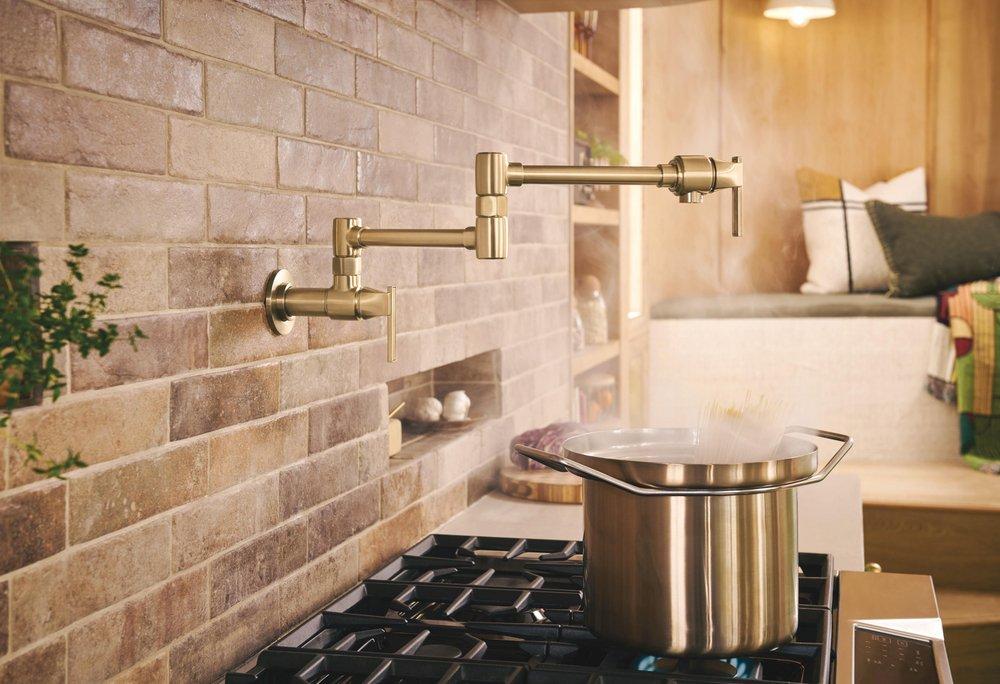 Wall Mount Pot Filler in Luxe Gold 