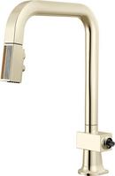 BRIZO FRANK LLOYD WRIGHT PULL-DOWN KITCHEN FAUCET WITH SQUARE SPOUT AND WOOD/CONCRETE WAND - LESS HANDLE 