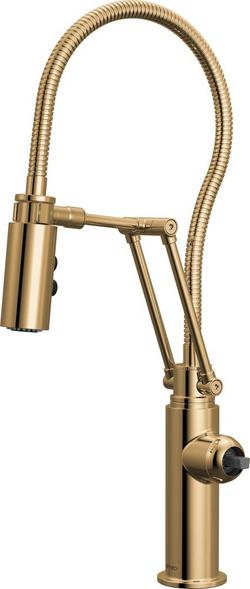 BRIZO ODIN ARTICULATING KITCHEN FAUCET WITH FINISHED HOSE - LESS HANDLE