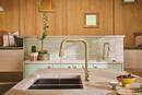 BRIZO FRANK LLOYD WRIGHT PULL-DOWN PREP FAUCET WITH SQUARE SPOUT AND WOOD/CONCRETE WAND - LESS HANDLE 