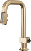 BRIZO FRANK LLOYD WRIGHT PULL-DOWN PREP FAUCET WITH SQUARE SPOUT AND WOOD/CONCRETE WAND - LESS HANDLE 