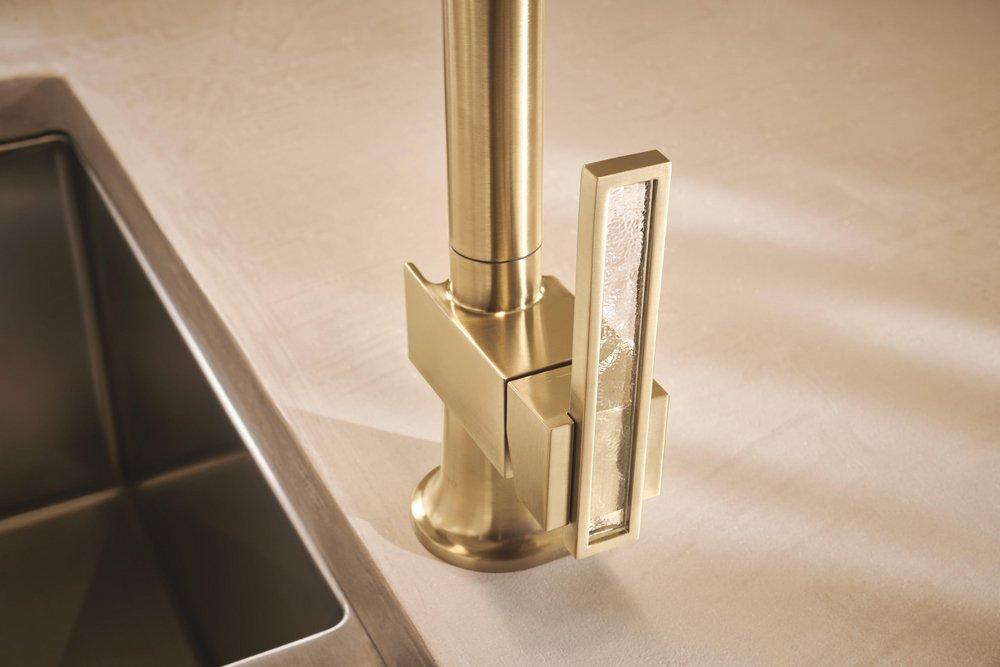 BRIZO FRANK LLOYD WRIGHT PULL-DOWN KITCHEN FAUCET LEVER WITH GLASS INLAY HANDLE KIT 
