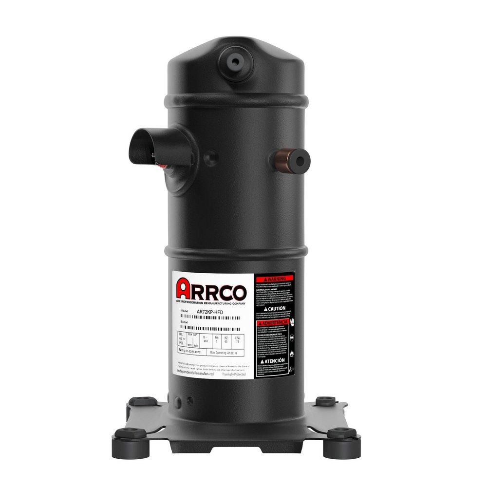 Arrco Remanufactured Compressor  Refrigerant: R22/R407c etc, 72,000 BTU/hr, Voltage: 460-3, 60 Hz, 1/2" Discharge Fitting / 7/8" Suction Fitting,incl. poe oil 