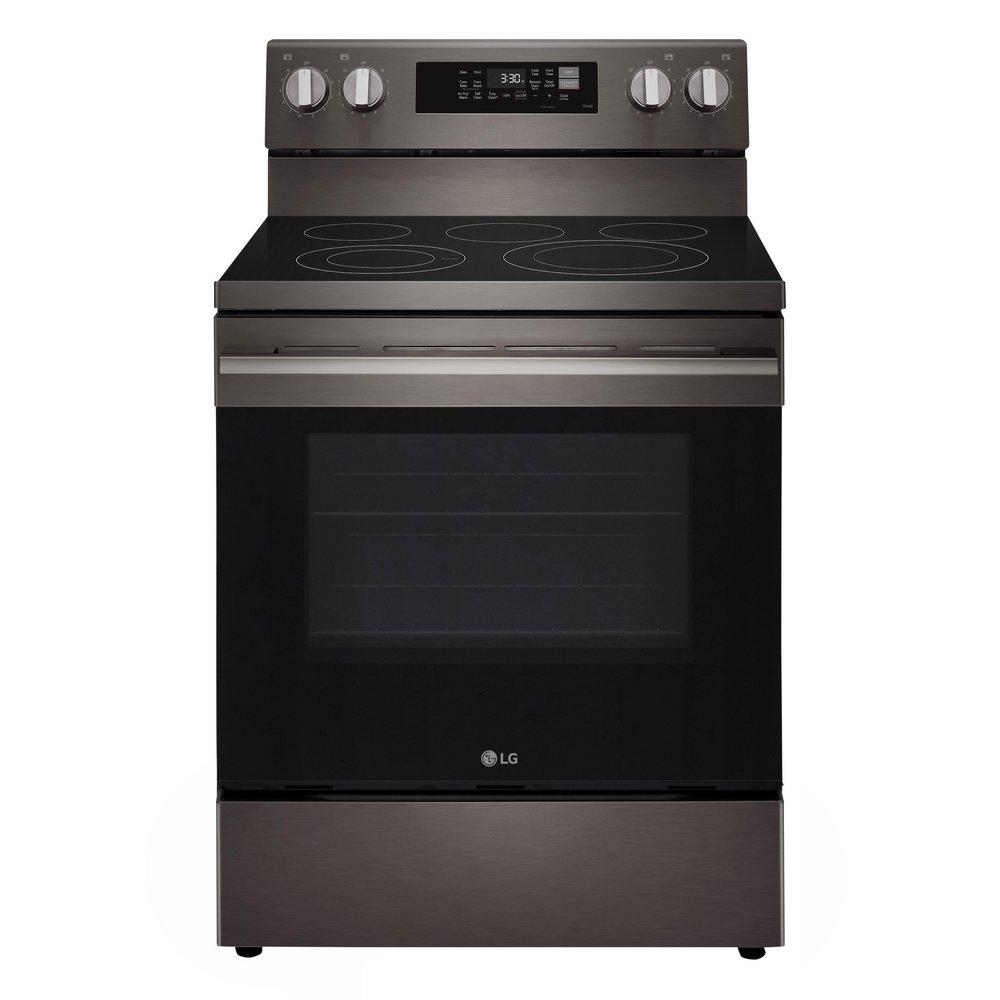 6.3 CU.FT. SMART ELECTRIC SINGLE OVEN FREE-STANDING RANGE WITH PROBAKE CONVECTION AND AIRFRY EDGE-TO-EDGE COOKTOP THINQ BLACK STAINLESS STEEL E-STAR - NEW HANDLE 