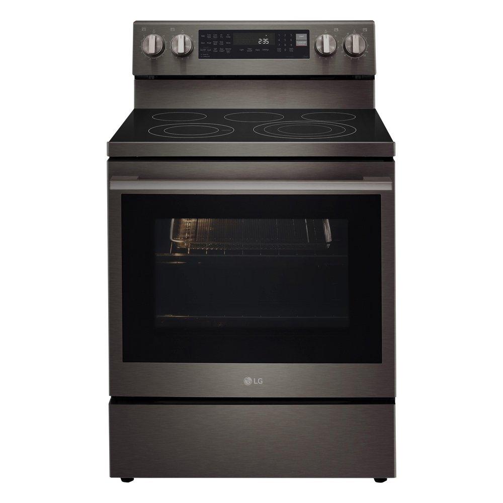 6.3 CU.FT. SMART ELECTRIC SINGLE OVEN FREE-STANDING RANGE WITH PROBAKE CONVECTION AND AIRFRY EDGE-TO-EDGE COOKTOP INSTAVIEW THINQ BLACK STAINLESS STEEL E-STAR - NEW HANDLE 