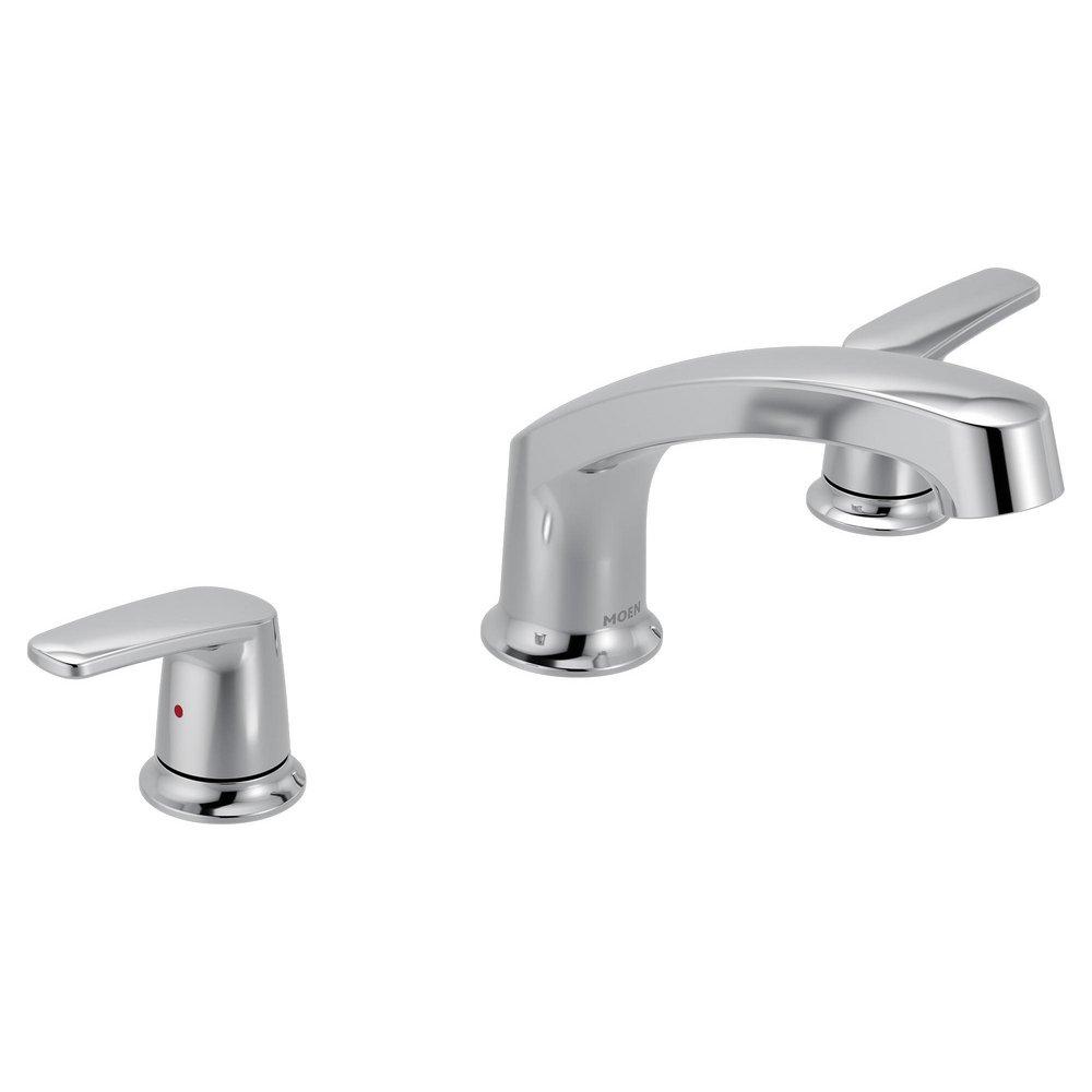 CHROME TWO-HANDLE LOW ARC ROMAN TUB FAUCET 