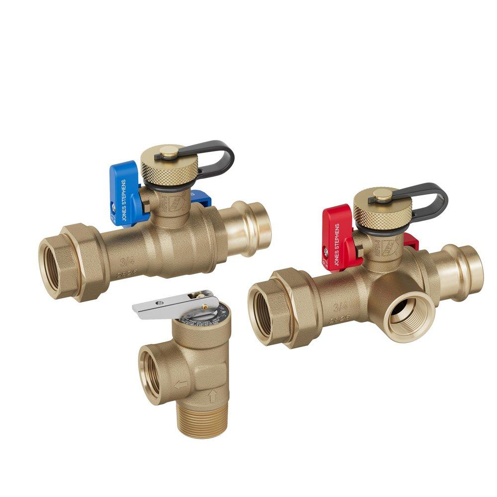 3/4 in. Press Tankless Water Heater Valve Service Kit with Pressure Relief Valve 