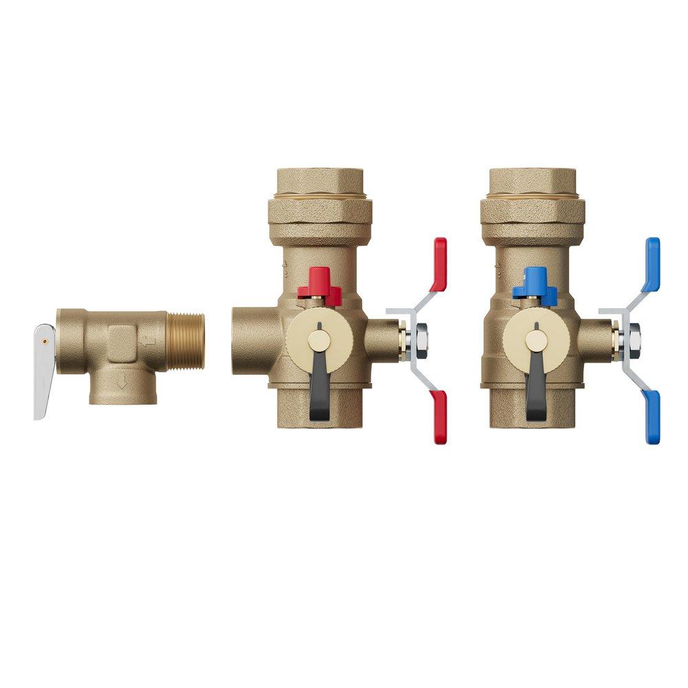 3/4 in. Press Tankless Water Heater Valve Service Kit with Pressure Relief Valve 
