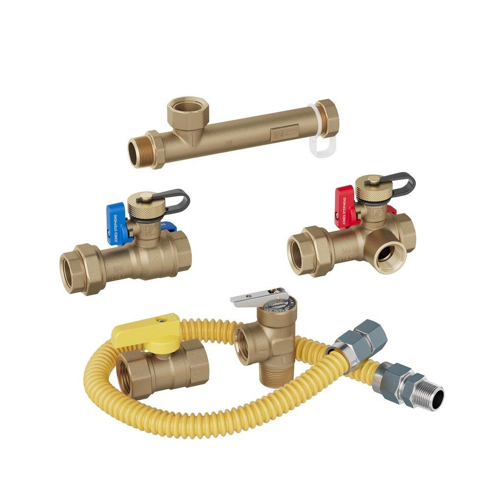 3/4 in. IPS Tankless Water Heater Valve Service Kit with Pressure Relief Valve, Sediment Trap, Gas Connector and Gas Ball Valve 