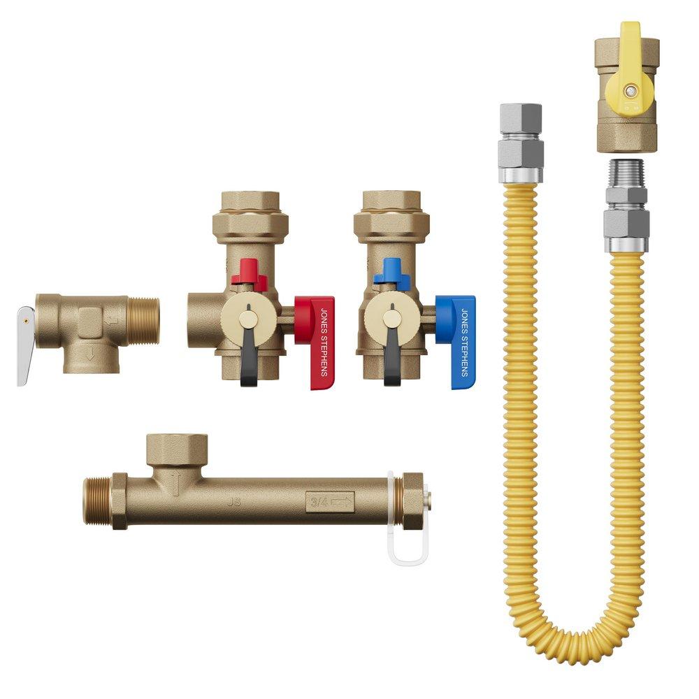 3/4 in. IPS Tankless Water Heater Valve Service Kit with Pressure Relief Valve, Sediment Trap, Gas Connector and Gas Ball Valve 