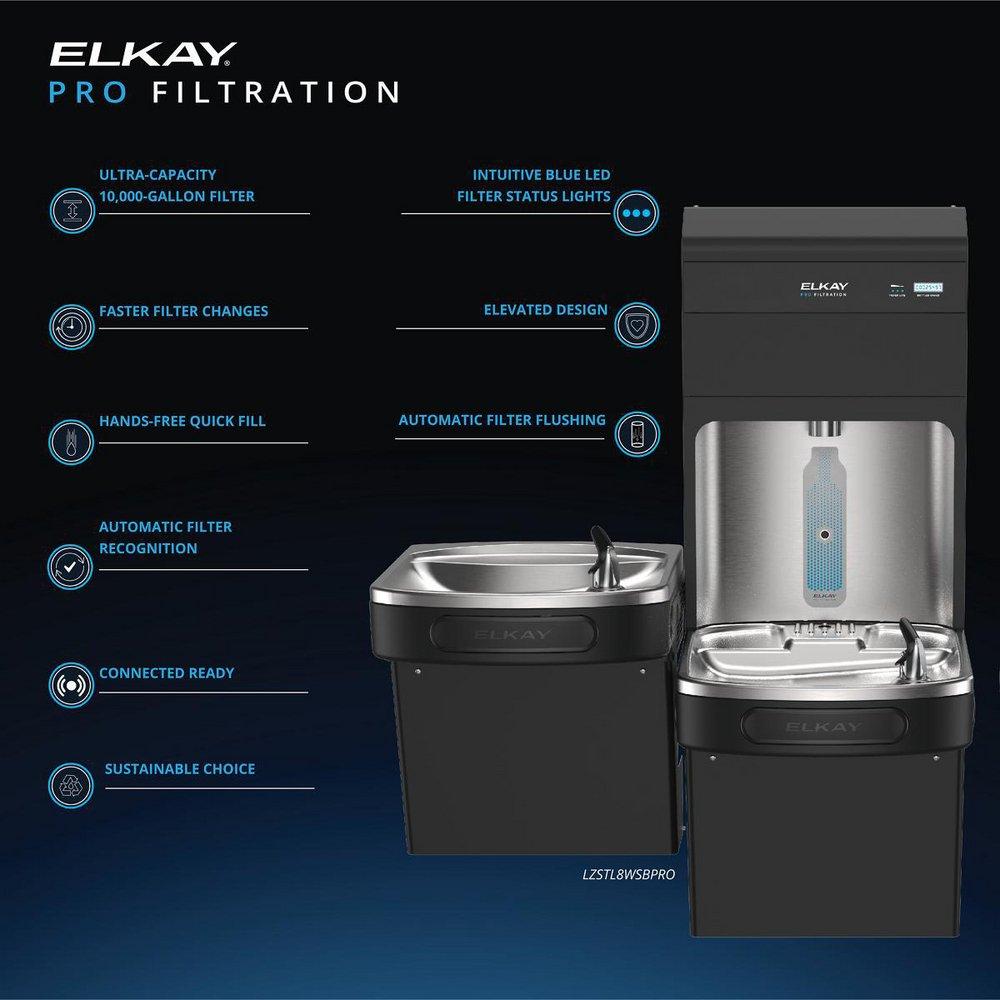 Bottle Filling Station & Bi-Level Cooler with Ultra-Capactiy Lead Filter in Black Stainless 