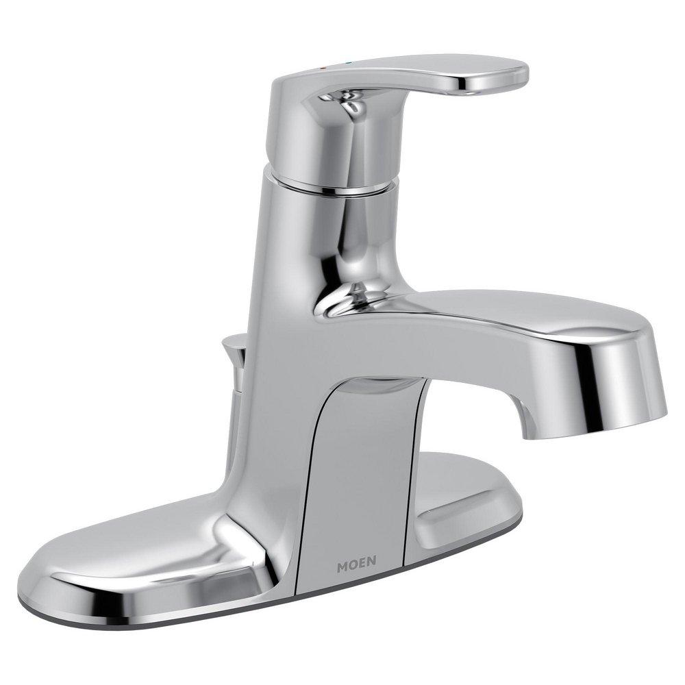 CHROME ONE-HANDLE LOW ARC BATHROOM FAUCET 