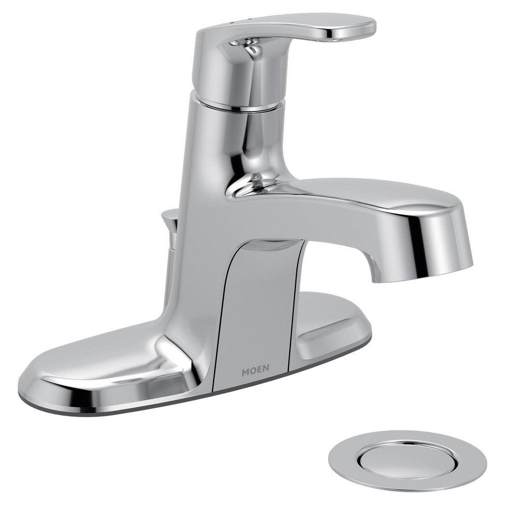 CHROME ONE-HANDLE LOW ARC BATHROOM FAUCET 