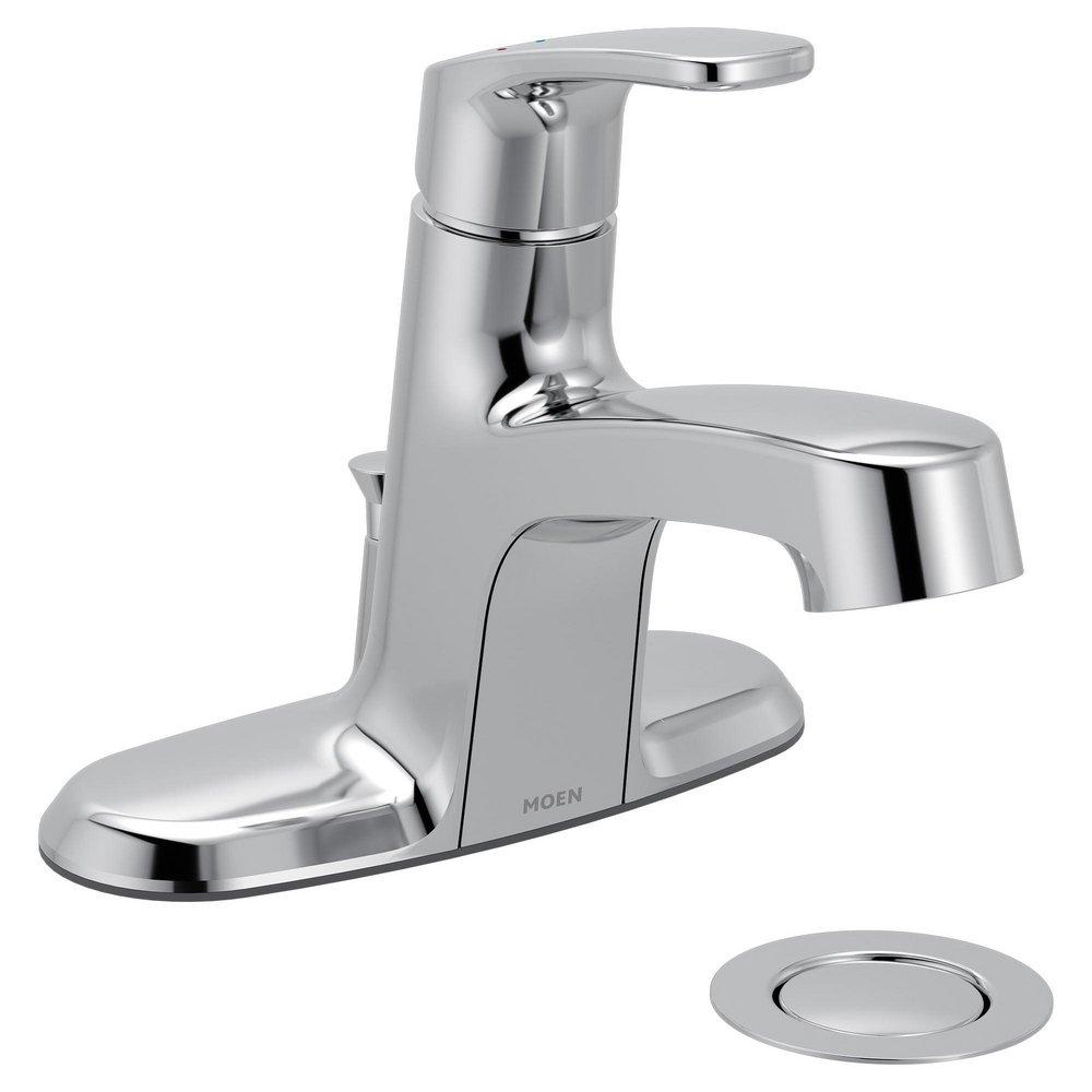 CHROME ONE-HANDLE LOW ARC BATHROOM FAUCET 